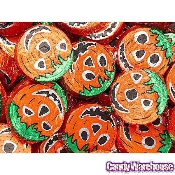 Thompson Foiled Crispy Milk Chocolate Halloween Pumpkin Discs: 5LB Bag