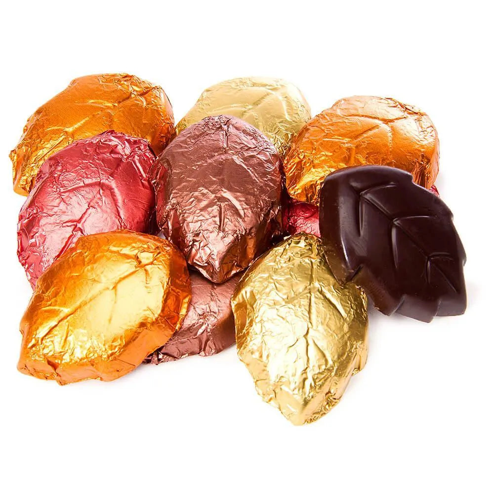 Thompson Foiled Dark Chocolate Autumn Leaves Candy: 5LB Bag