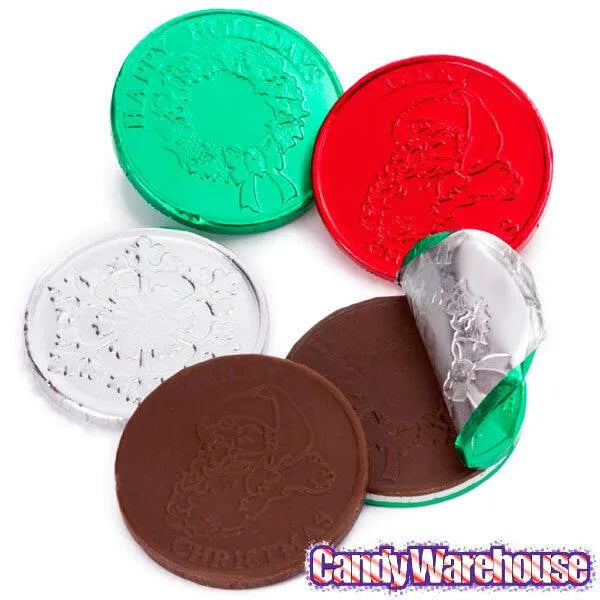 Thompson Foiled Milk Chocolate Christmas Coins: 5LB Bag