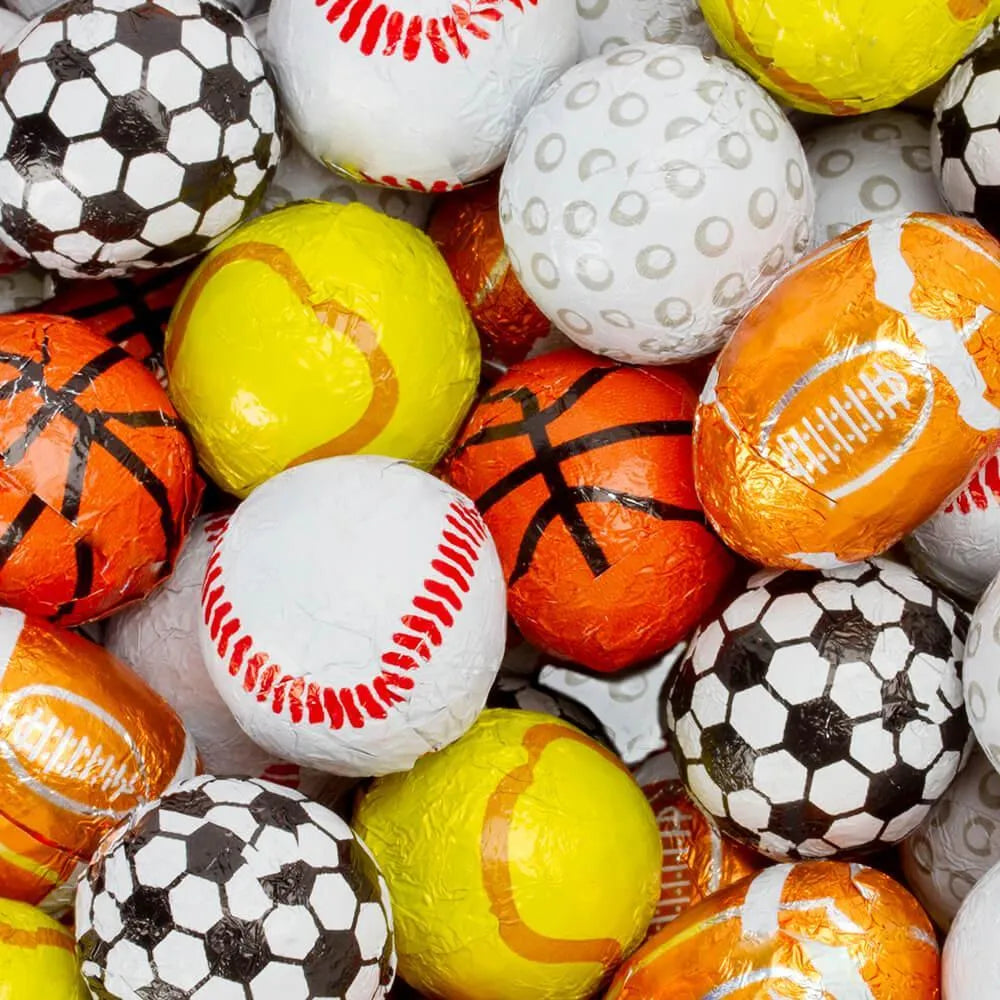 Thompson Foiled Milk Chocolate Sports Balls - Assortment: 5LB Bag