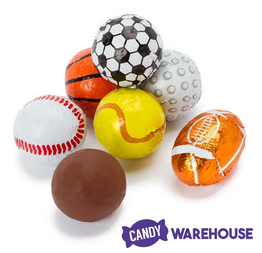 Thompson Foiled Milk Chocolate Sports Balls - Assortment: 5LB Bag