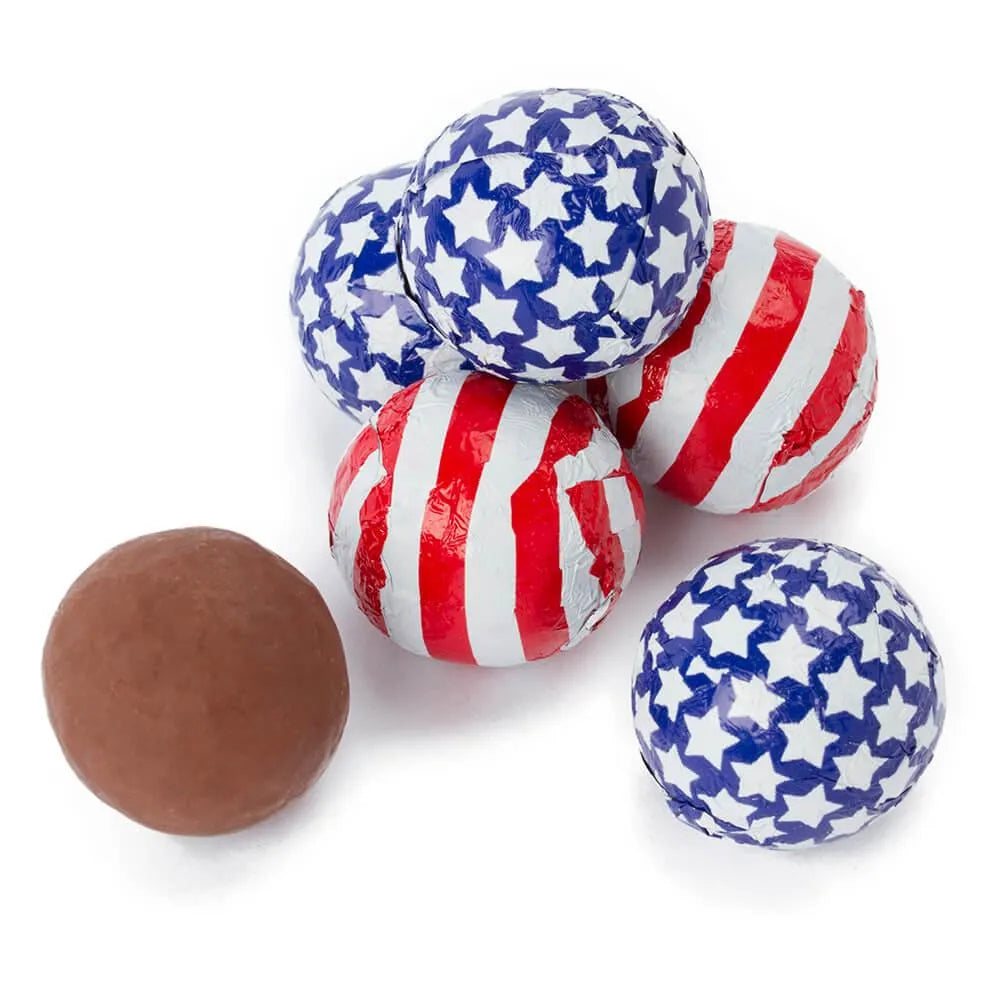 Thompson Patriotic USA Stars & Stripes Foiled Chocolate Balls: 5LB Bag