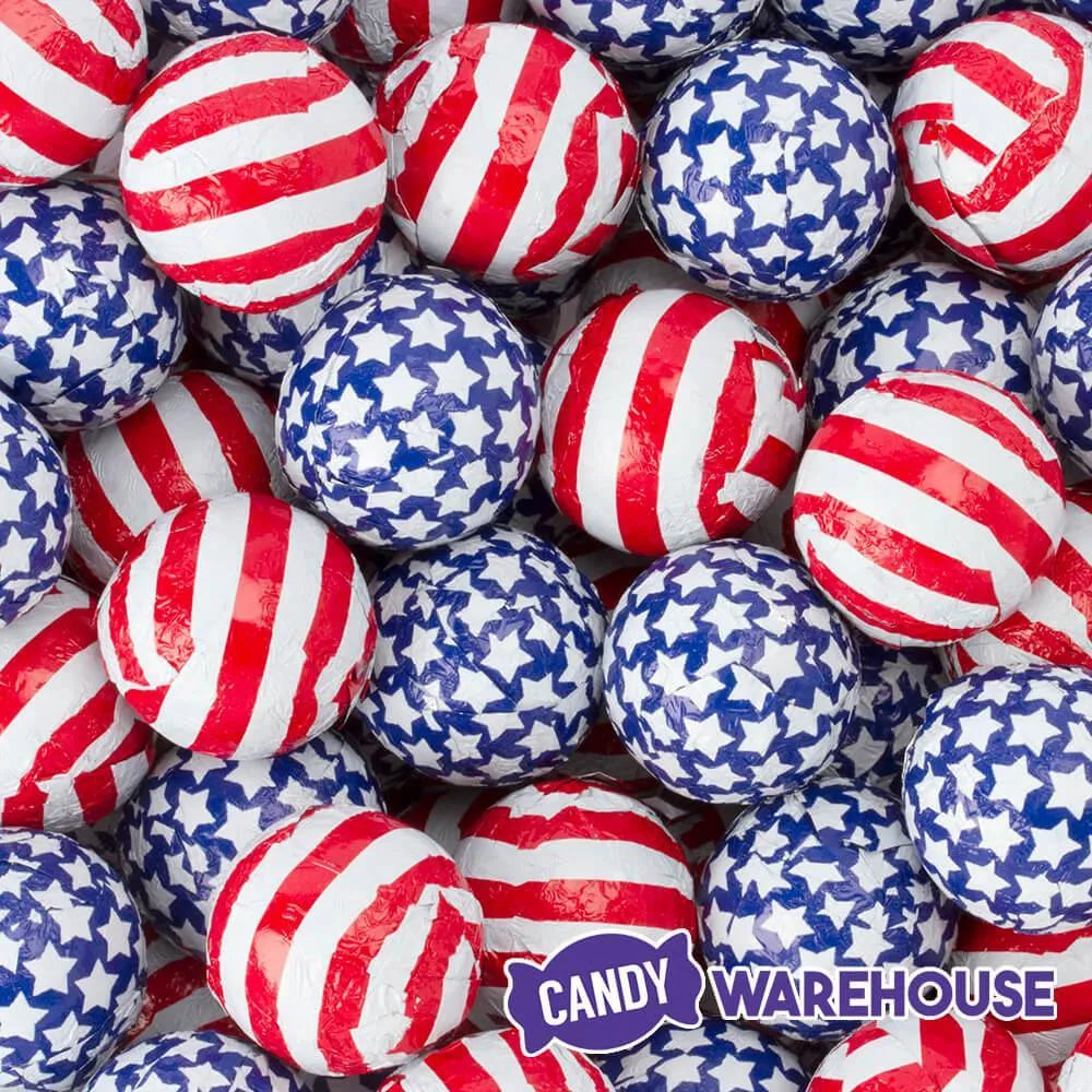 Thompson Patriotic USA Stars & Stripes Foiled Chocolate Balls: 5LB Bag