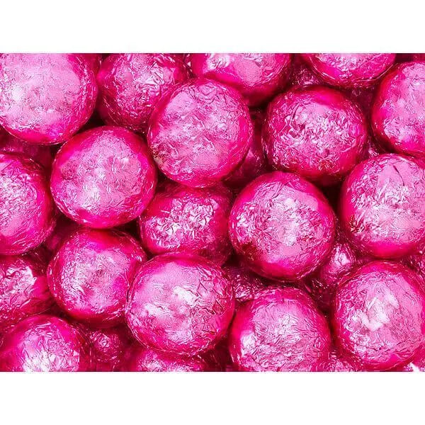 Thompson Pink Foiled Milk Chocolate Balls: 5LB Bag