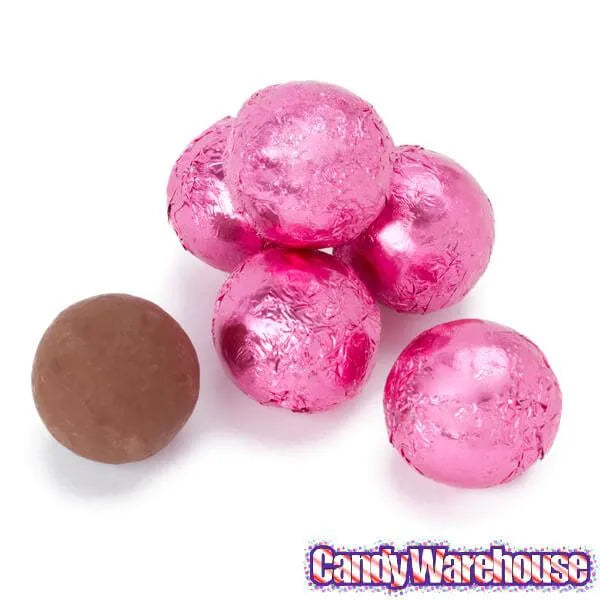 Thompson Pink Foiled Milk Chocolate Balls: 5LB Bag