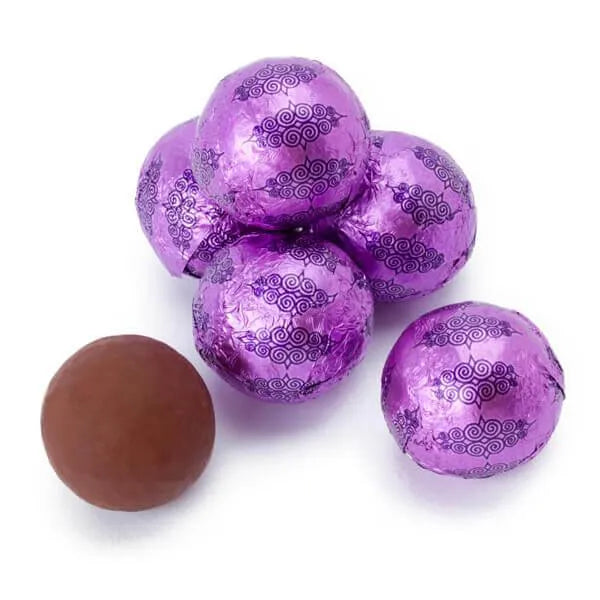 Thompson Purple Foiled Milk Chocolate Balls: 5LB Bag