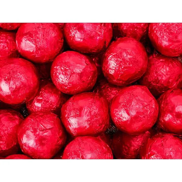 Thompson Red Foiled Milk Chocolate Balls: 5LB Bag