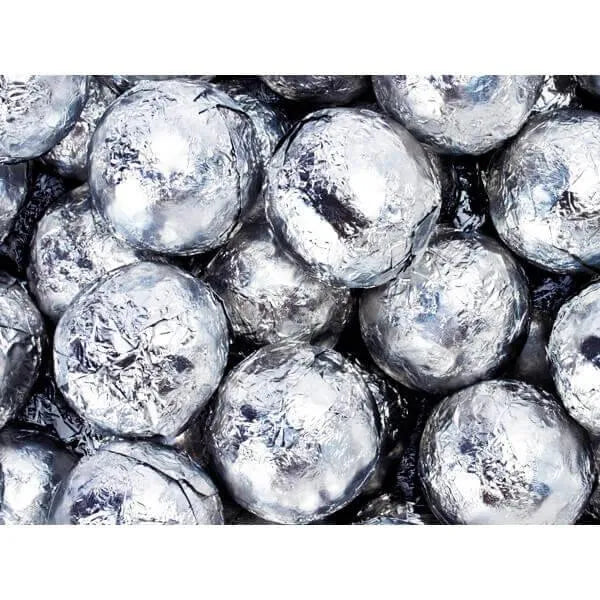 Thompson Silver Foiled Milk Chocolate Balls: 5LB Bag