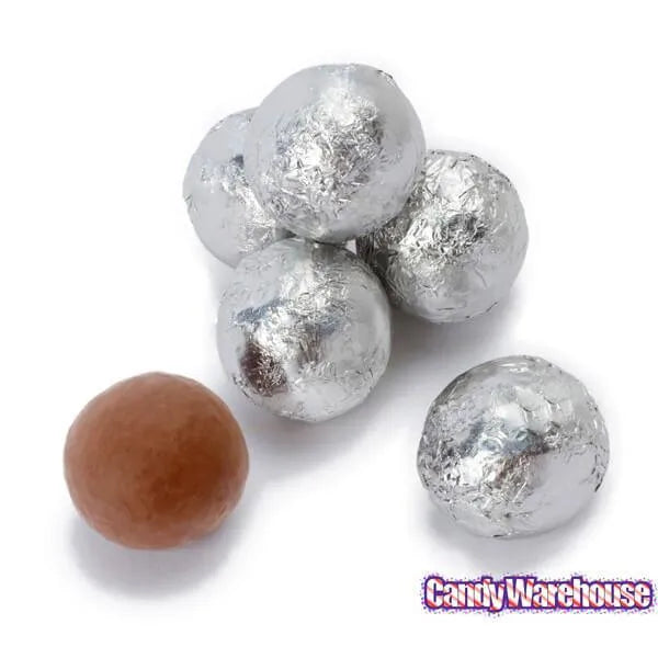 Thompson Silver Foiled Milk Chocolate Balls: 5LB Bag