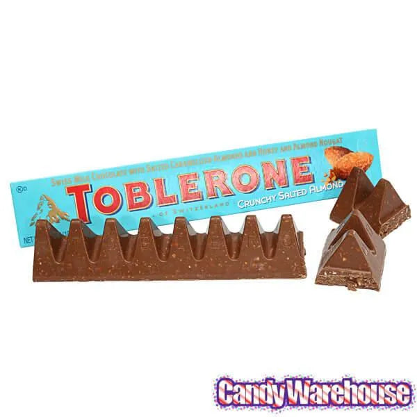 Toblerone Crunchy Salty Almond Chocolate Bars: 20-Piece Box