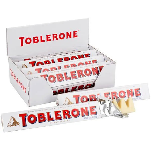 Toblerone White Chocolate Bars: 20-Piece Box