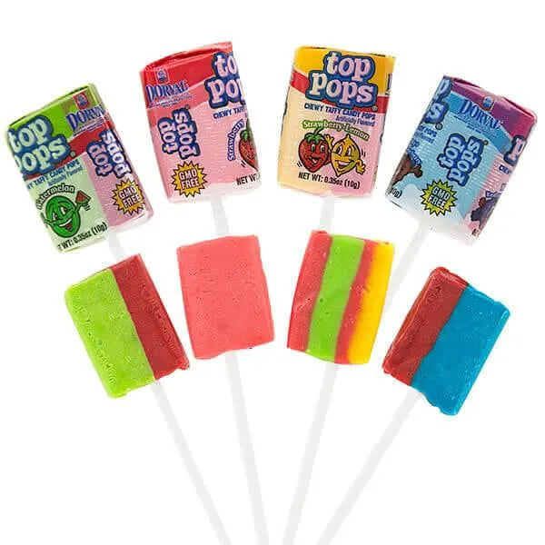 Top Pop Chewy Taffy Candy Suckers: 48-Piece Box