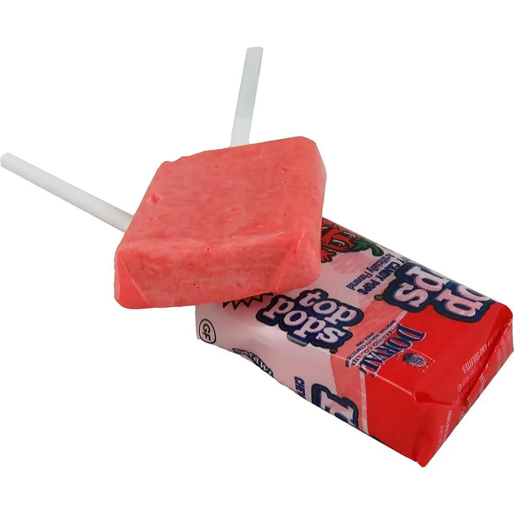 Top Pop Chewy Taffy Candy Suckers Strawberry: 48-Piece Box