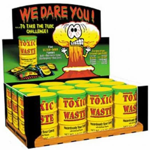 Toxic Waste Sour Candy Drums: 12-Piece Display