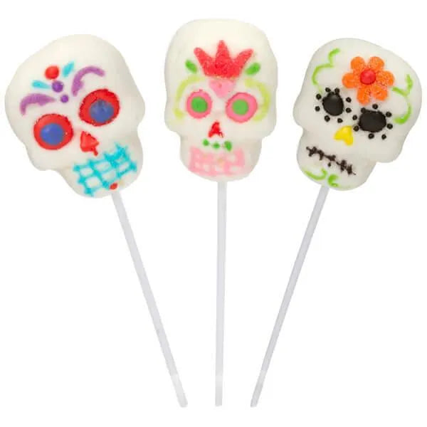 Treat Street Marshmallow Skull Lollipops: 12-Piece Box