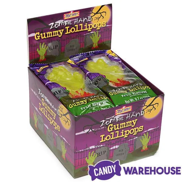 Treat Street Zombie Hand Gummy Lollipops: 12-Piece Box