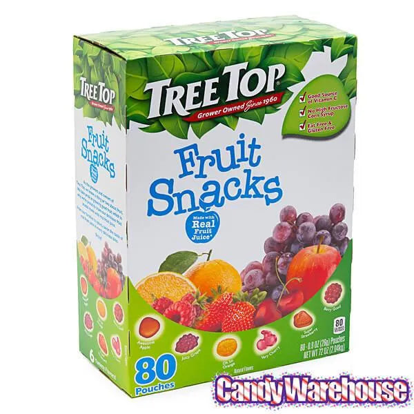 Tree Top All Natural Fruit Snacks Candy Packets: 80-Piece Box