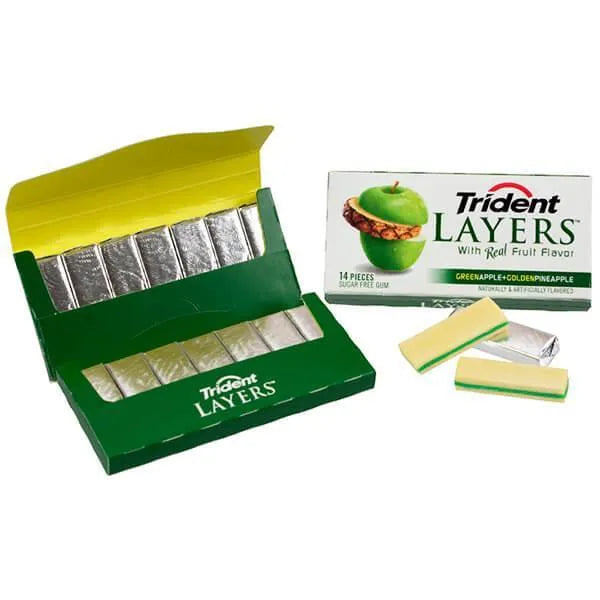 Trident Layers Gum Packs - Green Apple & Pineapple: 8-Piece Box