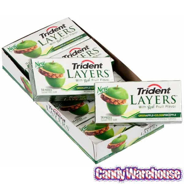 Trident Layers Gum Packs - Green Apple & Pineapple: 8-Piece Box