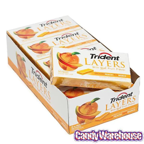 Trident Layers Sugar Free Gum Packs - Peach Mango: 12-Piece Box