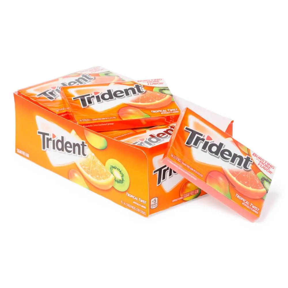 Trident Tropical Twist Sugar Free Gum: 15-Piece Box