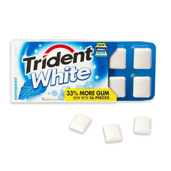 Trident White Peppermint Sugar Free Gum Packs: 9-Piece Box