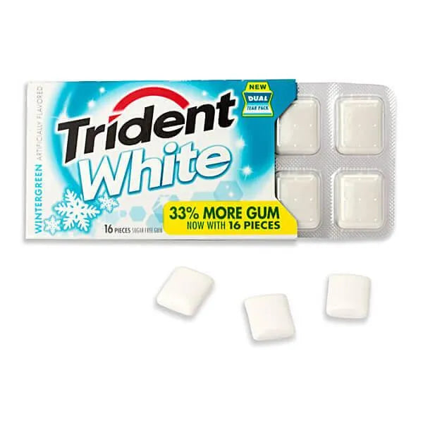 Trident White Wintergreen Sugar Free Gum Packs: 9-Piece Box