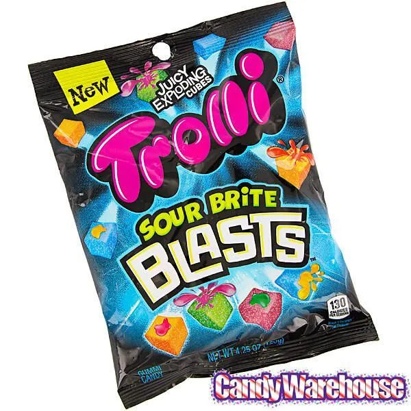 Trolli Sour Brite Blasts Gummy Juicy Exploding Candy Cubes: 3LB Box