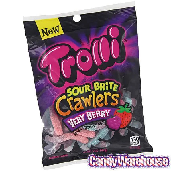 Trolli Sour Brite Crawlers Gummy Worms Candy - Very Berry: 3.75LB Box