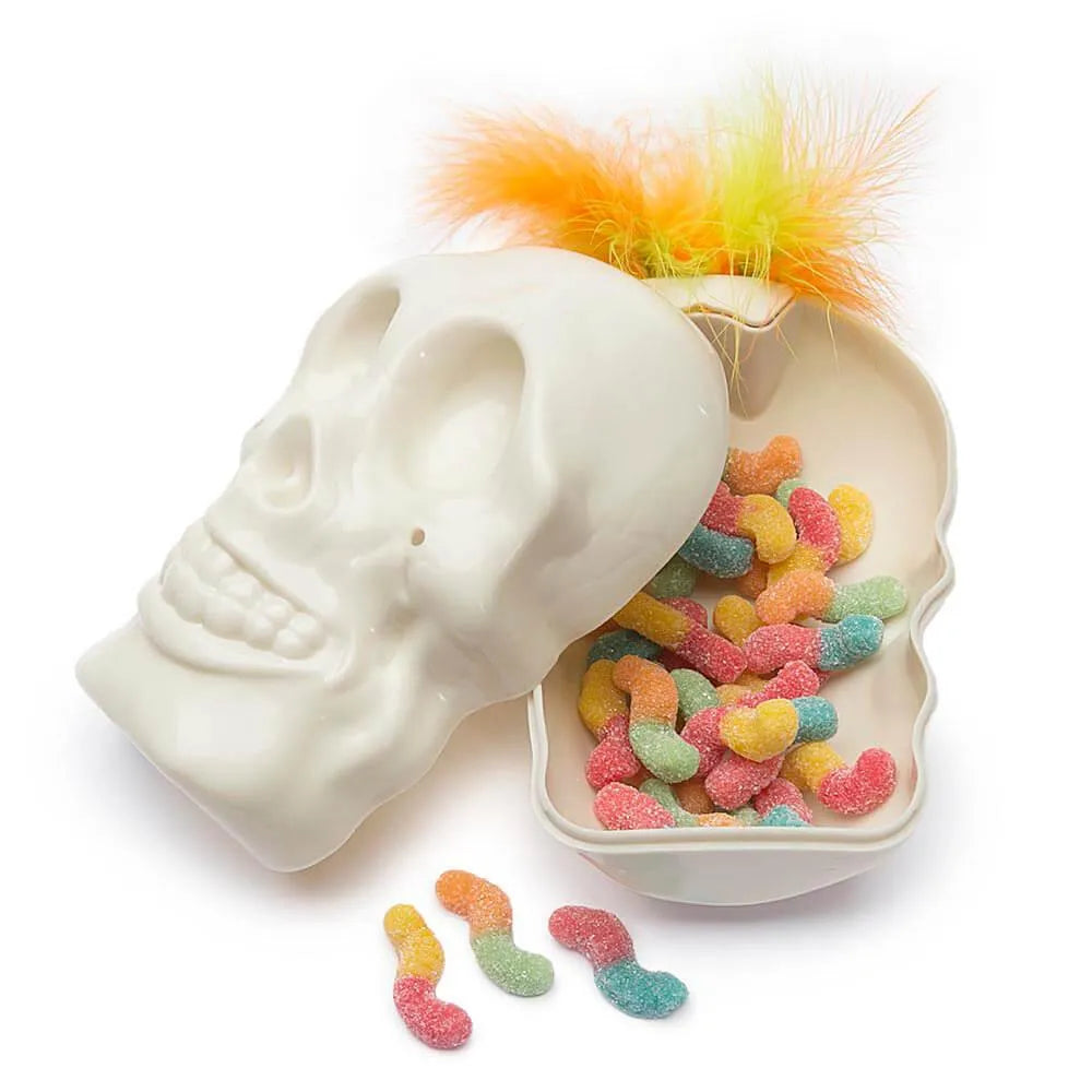 Trolli Sour Brite Crawlers Gummy Worms in Halloween Skull