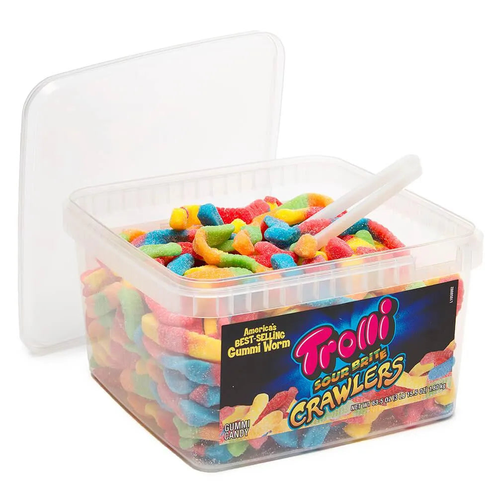 Trolli Sour Brite Crawlers Gummy Worms - Large: 63.5-Ounce Tub