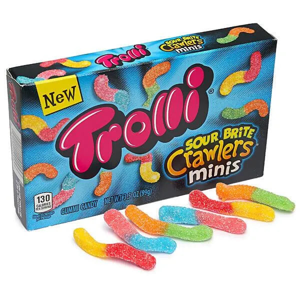 Trolli Sour Brite Crawlers Minis Gummy Worms 3.5-Ounce Packs: 12-Piece Box