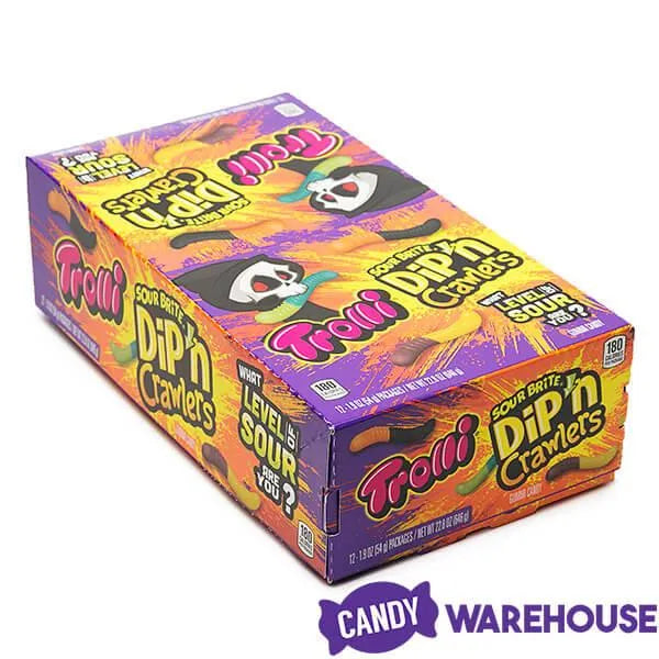 Trolli Sour Brite Dip'N Crawlers Gummy Worms Halloween Candy Packs: 12-Piece Box