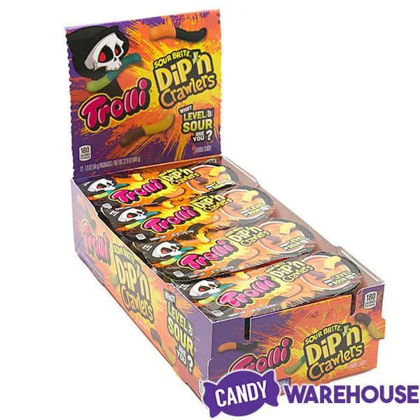 Trolli Sour Brite Dip'N Crawlers Gummy Worms Halloween Candy Packs: 12-Piece Box