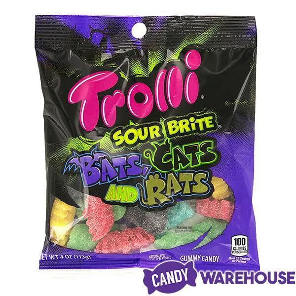 Trolli Sour Brite Gummy Bats, Cats, and Rats: 3LB Box