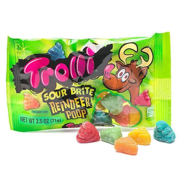 Trolli Sour Brite Gummy Reindeer Poop Candy: 2.5-Ounce Bag