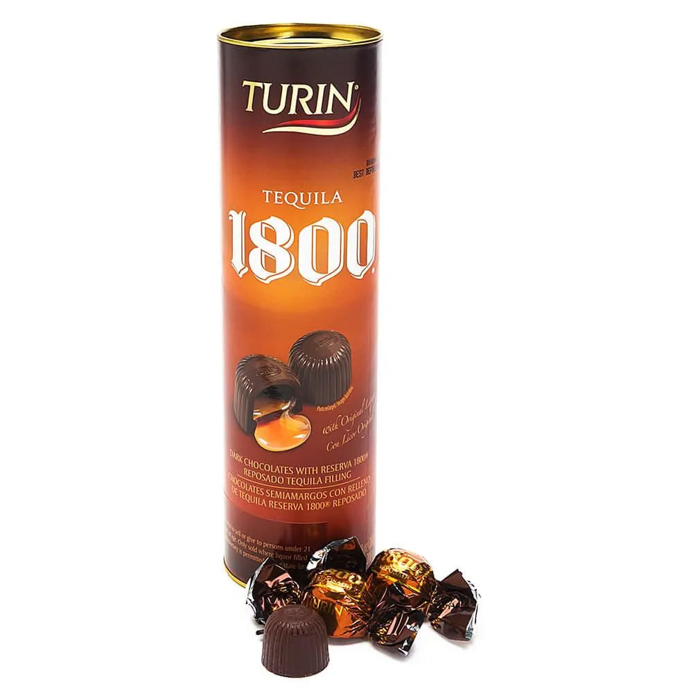 Turin 1800 Tequila Liquor Filled Chocolates Tubes: 12-Piece Case