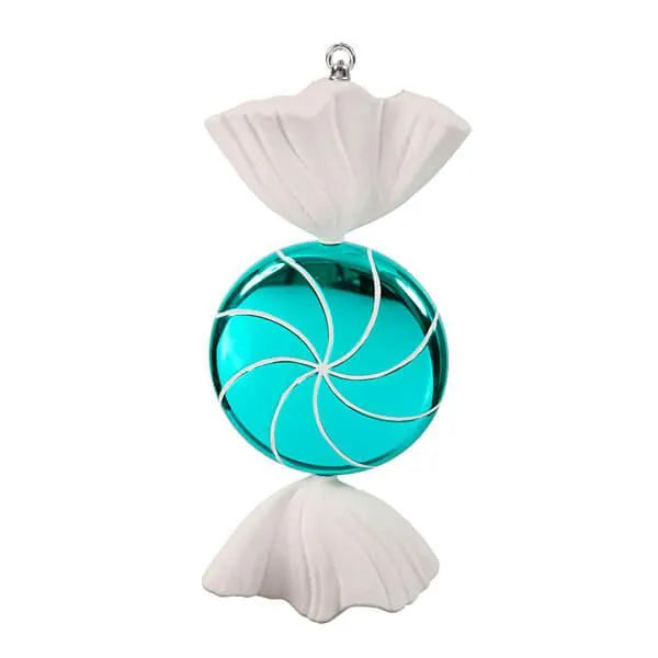 Turquoise Blue Swirl Candy Ornament - 18.5 Inch