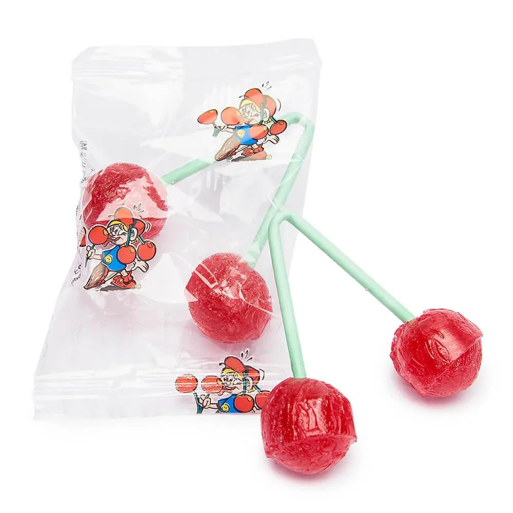 Twin Cherry Lollipops: 48-Piece Tub