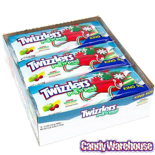 Twizzlers Christmas Licorice Twists King Size Packs: 15-Piece Box