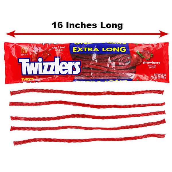 Twizzlers Extra Long Strawberry Licorice Twists Bulk Packs: 18-Piece Case