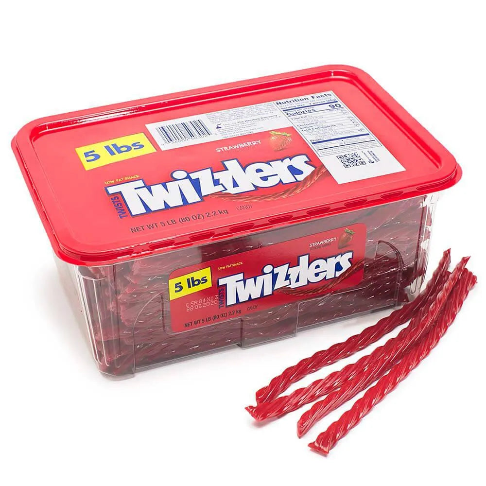 Twizzlers Strawberry Licorice Twists - Unwrapped: 5LB Tub