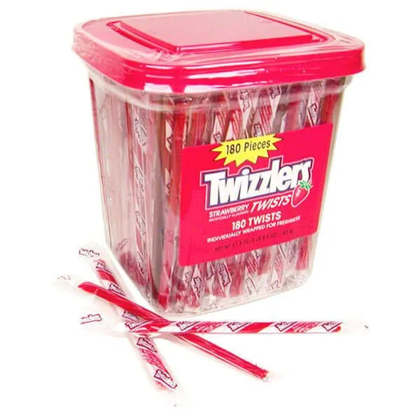 Twizzlers Strawberry Licorice Twists - Wrapped: 180-Piece Tub