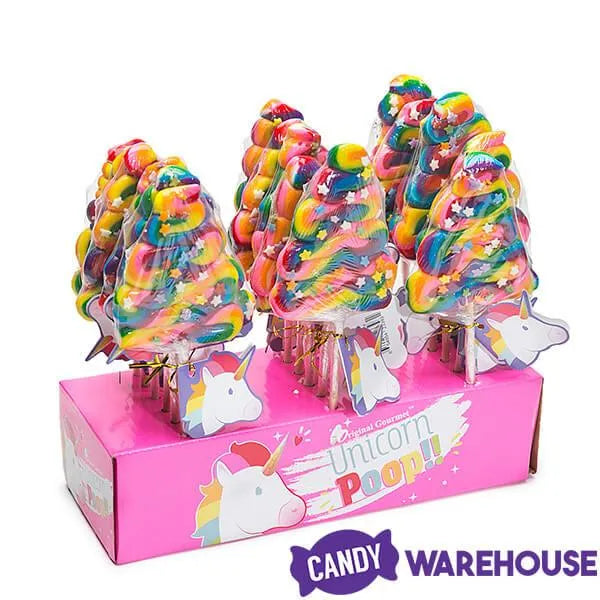 Unicorn Poop Rainbow Swirl Lollipops: 18-Piece Display