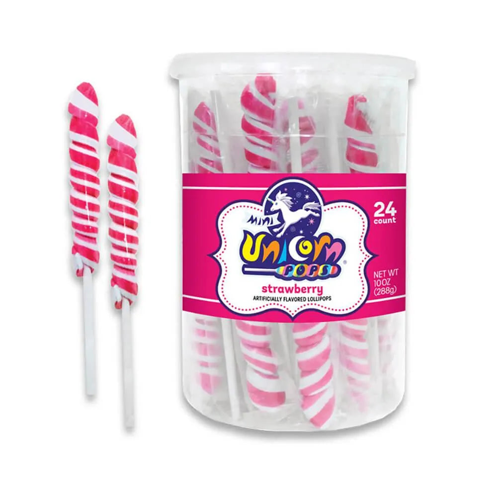 Unicorn Pops Twist Suckers - Bright Pink: 24-Piece Jar