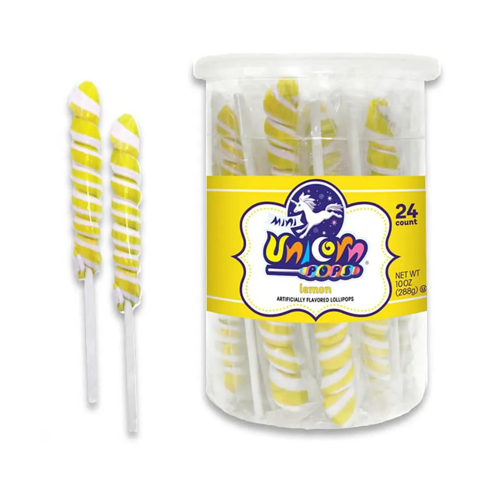 Unicorn Pops Twist Suckers - Yellow: 24-Piece Jar