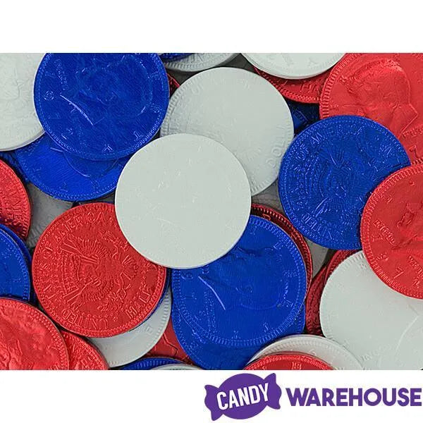 USA Patriotic Foiled Milk Chocolate Coins: 1LB Bag