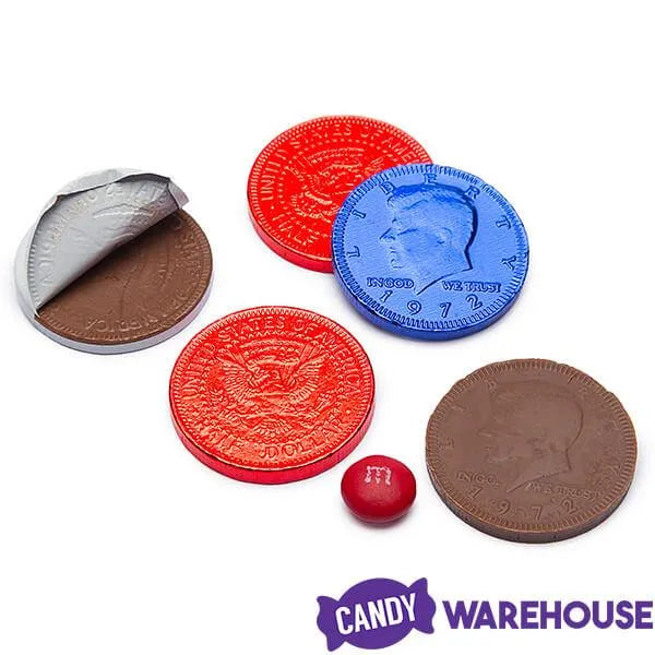 USA Patriotic Foiled Milk Chocolate Coins: 1LB Bag