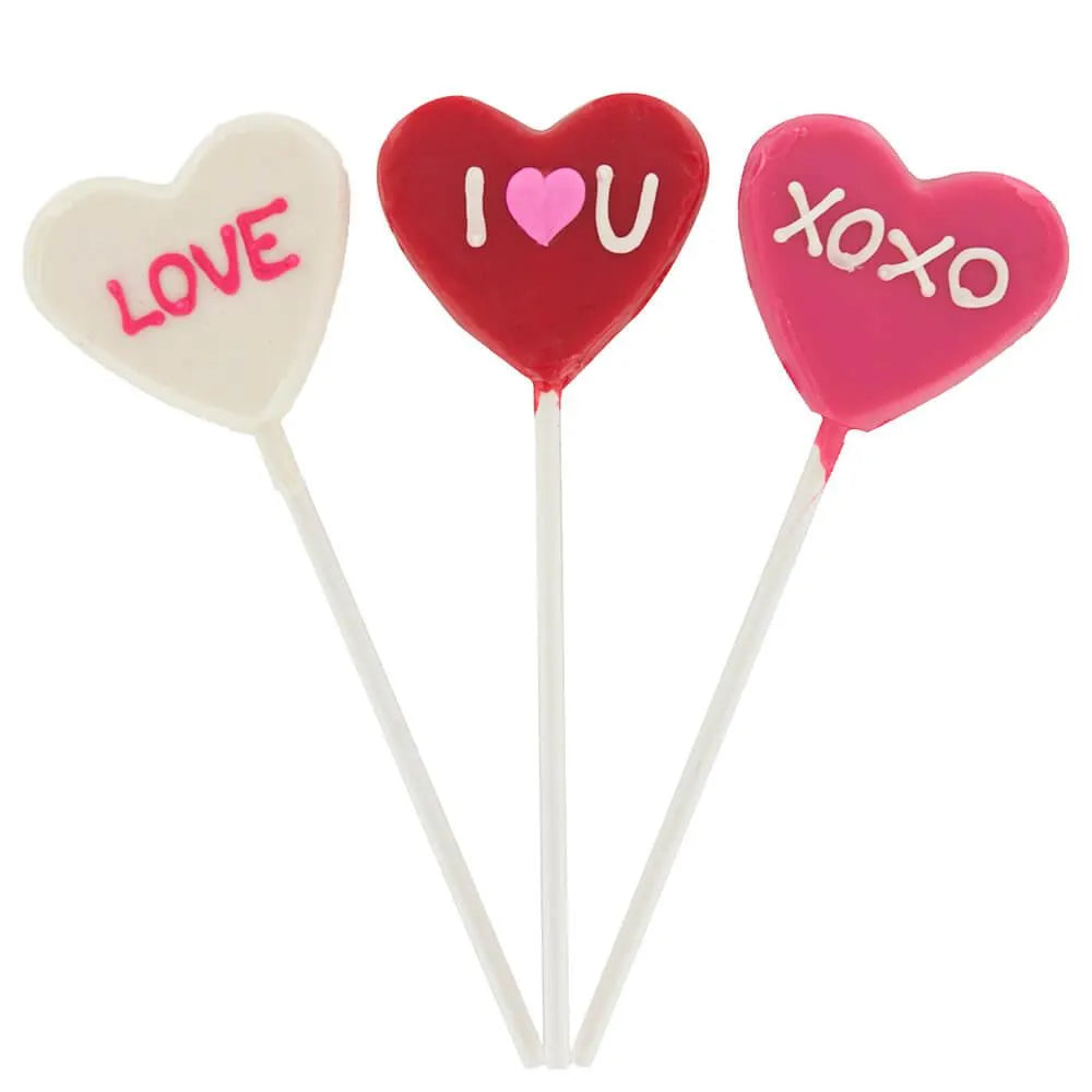 Valentine Hard Candy Lollipops: 18-Piece Box