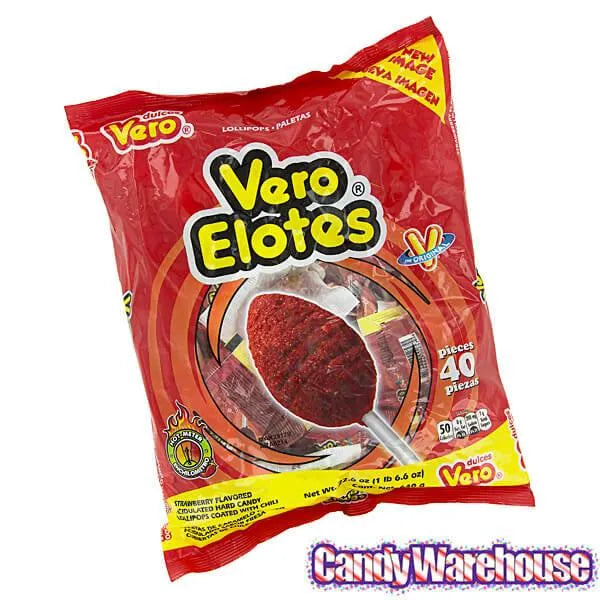 Vero Elotes Chili Lollipops: 40-Piece Bag